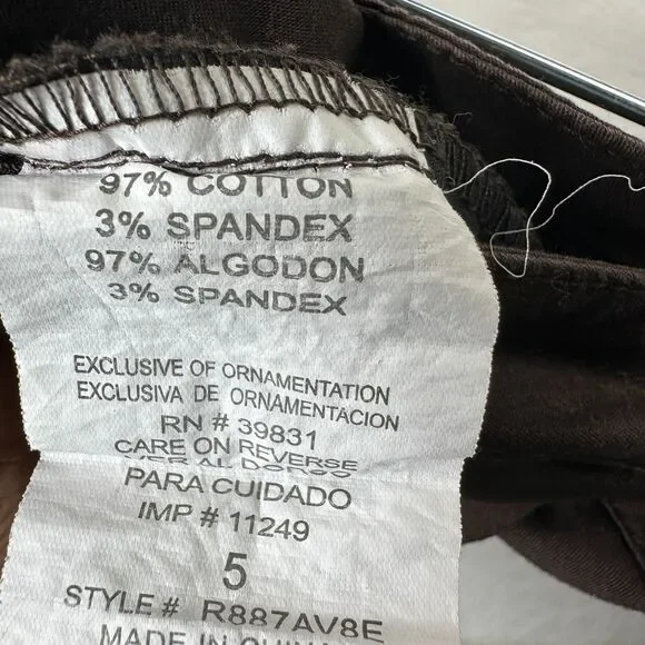 2/$30 Vintage Rewind Crop Capri Pants Size 5 Brown Y2K Sporty Coquette Low Rise - Picture 12 of 12